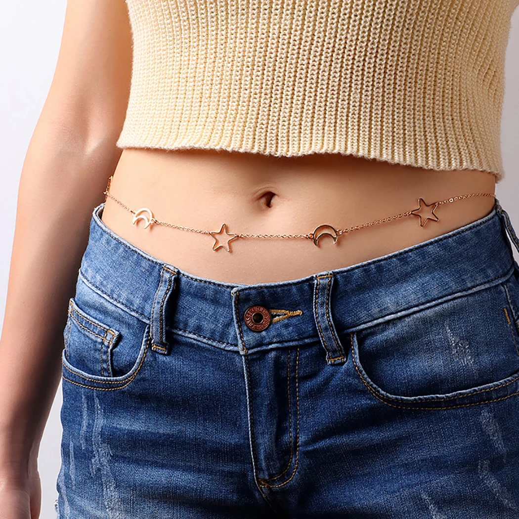 Waist Chain Hollow Out Moon Star Decor 