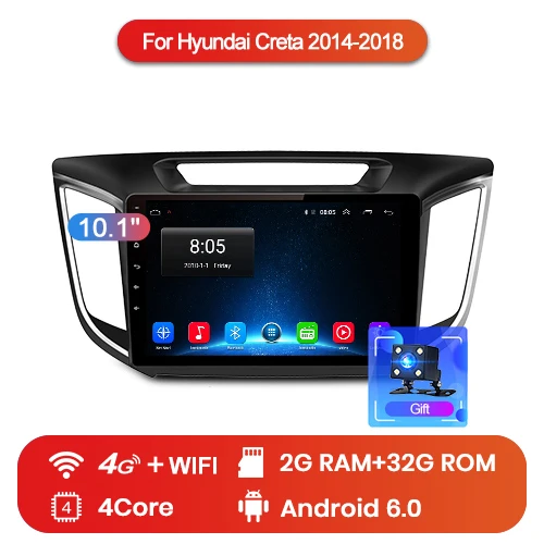 Junsun 4G+ 64G CarPlay DSP Android 8,1 автомобильный Радио Мультимедиа Стерео Аудио плеер gps 2 Din для hyundai Santa Fe 2 2006-2012 без DVD - Цвет: 2-32GB