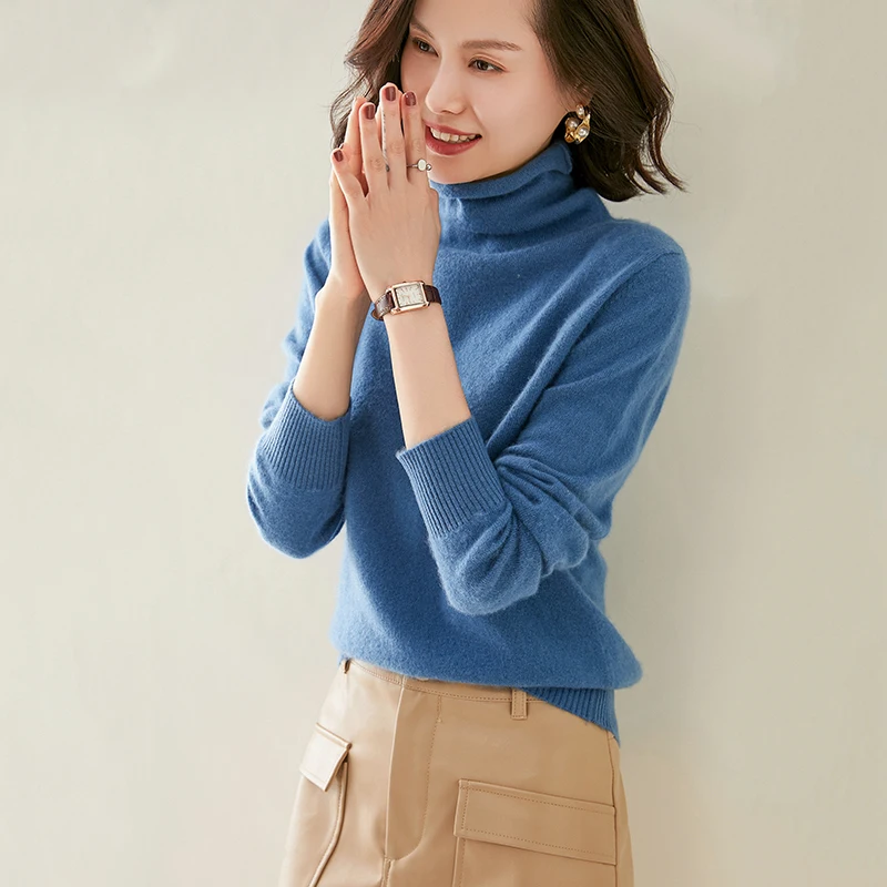 cashmere turtleneck sweater for women solid