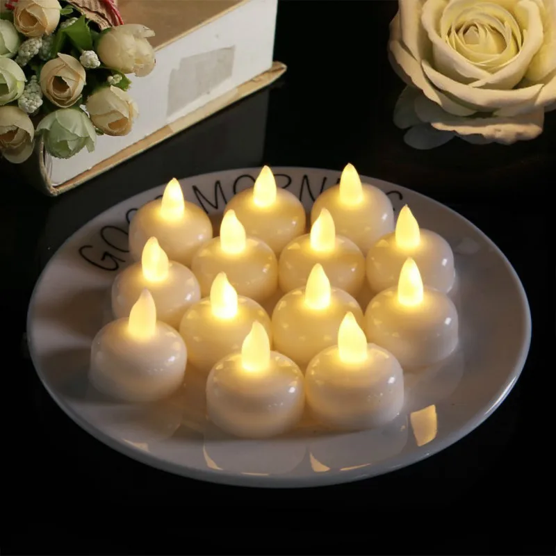 24pcs Flameless Waterproof Candle Lamp Float On Water Led Plastic