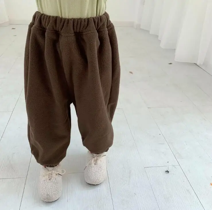 Korea style wholesale girls boys long thicken pants winter fashion kids pants 1-6t HH710