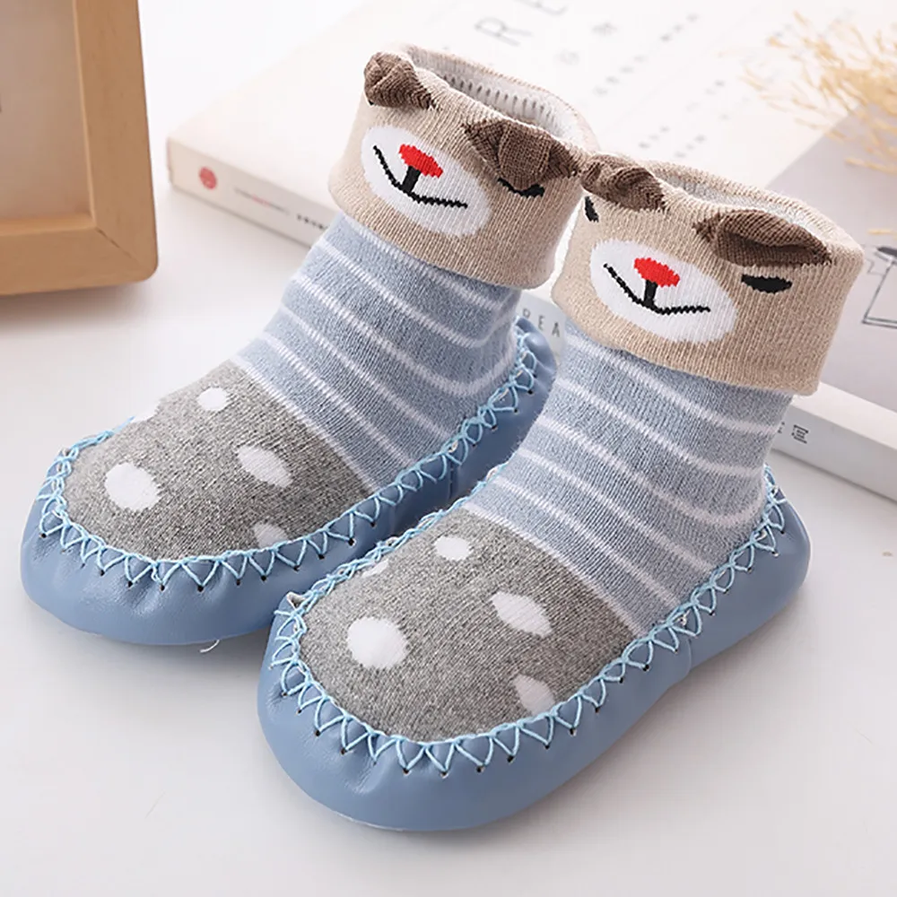 Носки детские носки для новорожденных мальчиков и девочек хлопковые детские носки-тапочки Нескользящие Детские носки с милым рисунком Calcetines - Цвет: A