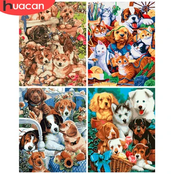 

HUACAN Painting By Number Animals Dog Hand Painted Wall Art DIY For Adults Picture By Numbers Gift Home Decor