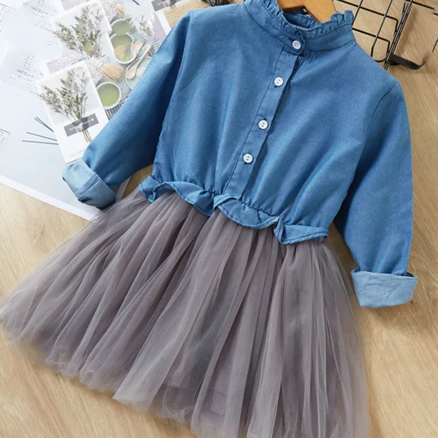 Blue AZ1531 Bear Leader Girls Dress New Spring Long sleeve Kids Dresses Dot Polka Princess Dress for Children Girl Vestidos - Цвет: Blue AZ1531