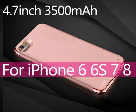 3500/4000/5500/6000 мА/ч, Батарея Зарядное устройство чехол для iPhone X XR XS MAX 6 6s 7 8 плюс PowerBank чехол для iPhone 6 6s 7 8 Батарея чехол - Цвет: 6 6s 7 8 Rosy Gold