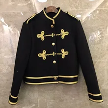 Зимняя Новая Элегантная шерстяная куртка с длинными рукавами в золотой оправе с китайским узлом по всему миру