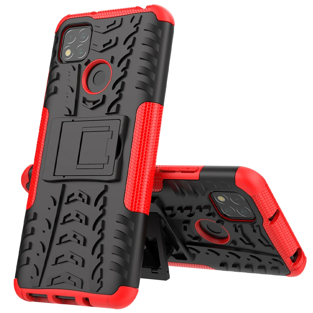 Für Xiaomi Redmi 9C Fall Abdeckung Rüstung Ständer Halter Robuste Silikon Stoßfest Stoßstange Fall für Xiaomi Redmi 9C für Redmi 9_voghion.com