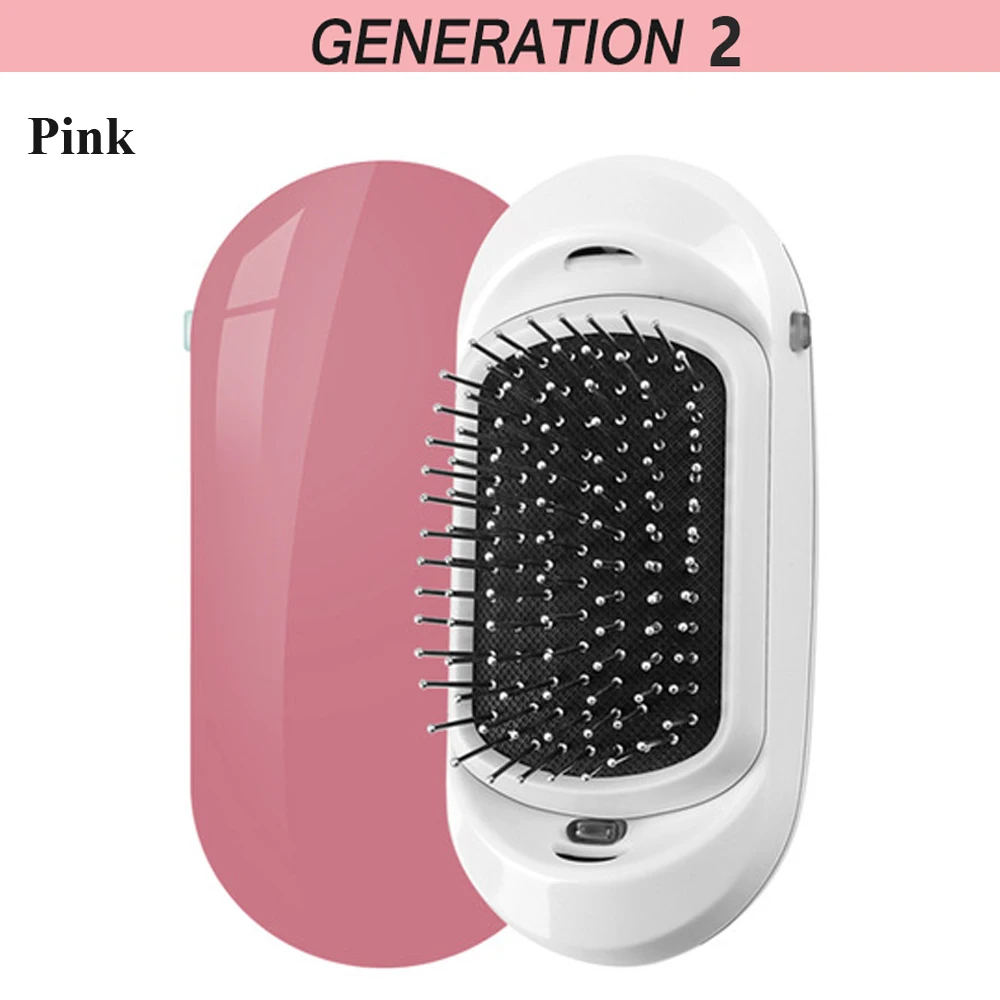 2nd Pink Ионная электрическая щетка для волос, портативная Волшебная расческа для волос, отрицательные ионы, расческа для моделирования волос, расческа для укладки, не более, гребни для волос - Цвет: 2nd Pink
