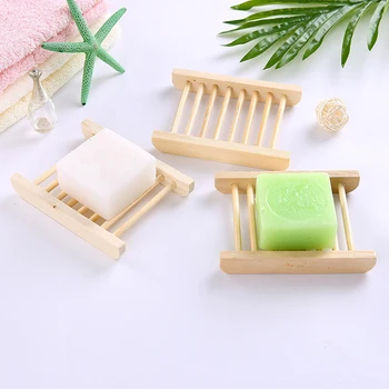 

6pcs Natural Wooden Bamboo Soap Dish Holders Storage Rack Plate Box Shower Case Holder Container Bathroom Accessories