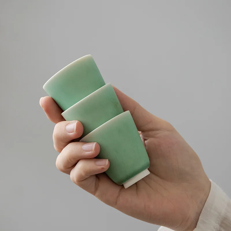 LUWU green ceramic tea cup handmade chinese kung fu cup 40mlTeacups AliExpress