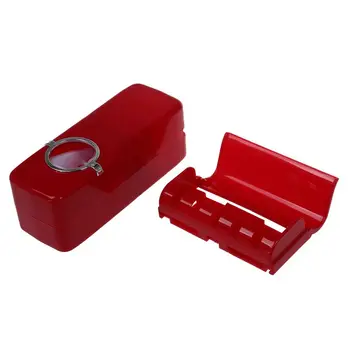

1x Wine Red Automatic Toothpaste Dispenser Squeezer + 5 Toothbrush Holder Family Set Wall Mount Rack Bath
