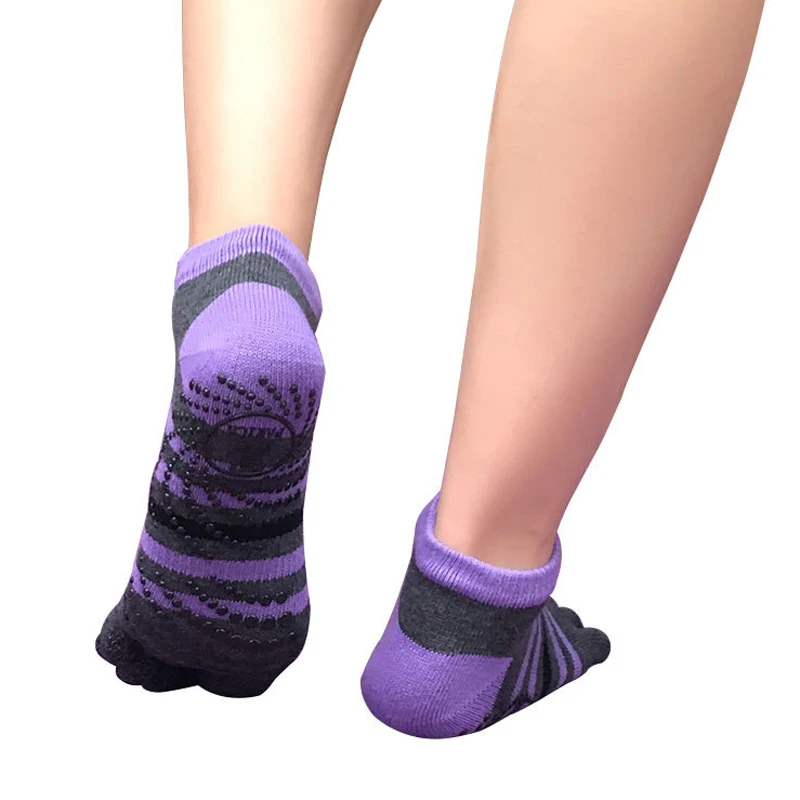 Женские носки для йоги, противоскользящие носки для пилатеса с пятью пальцами, носки для спортзала, фитнеса, балета, пилатеса, профессиональные силиконовые хлопковые носки, кроссовки