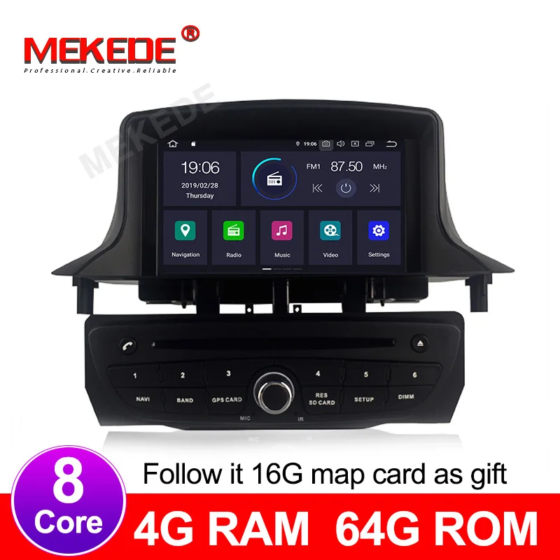 Android 9 0 4 + 64G Автомобильный Радио dvd плеер Мультимедиа Стерео для Renault Megane 3 Fluence 2009