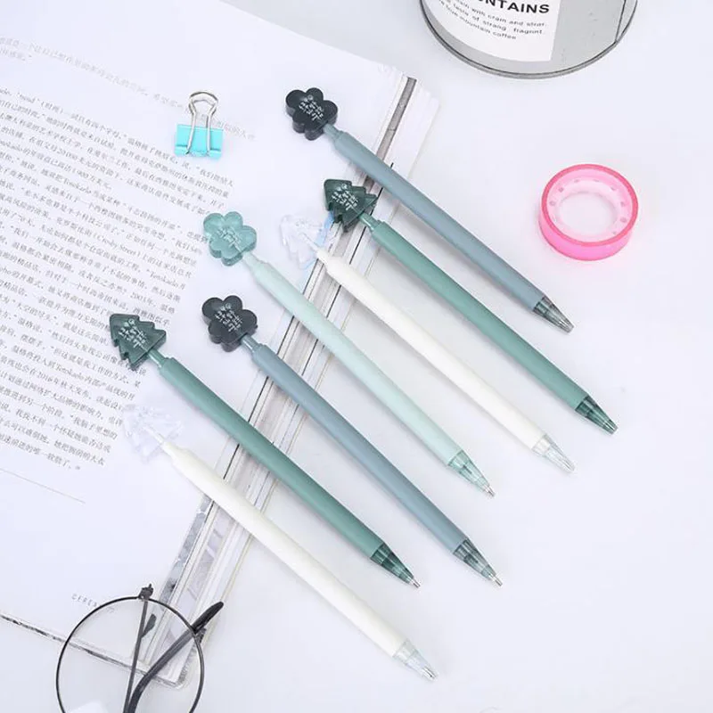 

2 Pcs/set Cute 0.5/0.7mm Crystal Green Tree Design Press Plastic Automatic Mechanical Pencils School Office Student Stationery