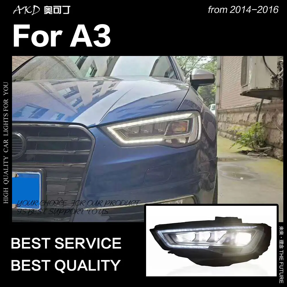 US $704.00 AKD Car Styling Head Lamp For Audi A3 Headlights 20142016 S3 LED Headlight DRL Hid Head Lamp Bi Xenon Beam Accessories