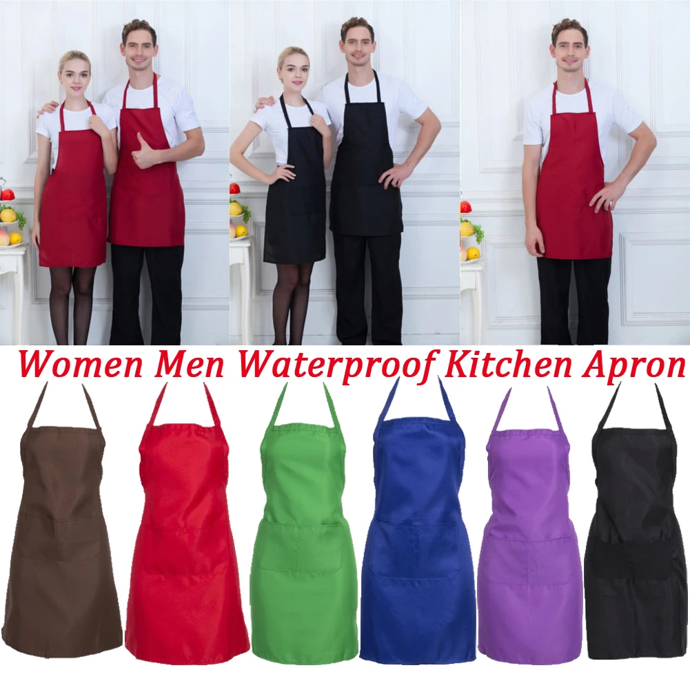 Women Men Waterproof Kitchen Apron Chef Butcher BBQ Cooking Sleeveless Cotton Linen Aprons for Men Women Home Cleaning Tools