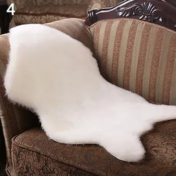 

Imitation Wool Carpet Chair Cover Bedroom Faux Mat Seat Pad Plain Skin Fur Plain Fluffy Area Rugs Washable Artificial Textile