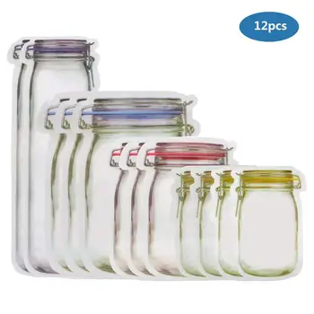 

Mason Bags Jar Bottles Zipper Bag Reusable Food Storage Snack Mason Bag Seal Fresh Sealed Bags Food Saver Bags Kitchen Organizer