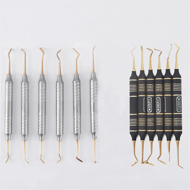 

6pcs Dental Composite Resin Filling Spatula Titanium plated Head Resin Filler Set thick Handle Restoration set Dental Instrument