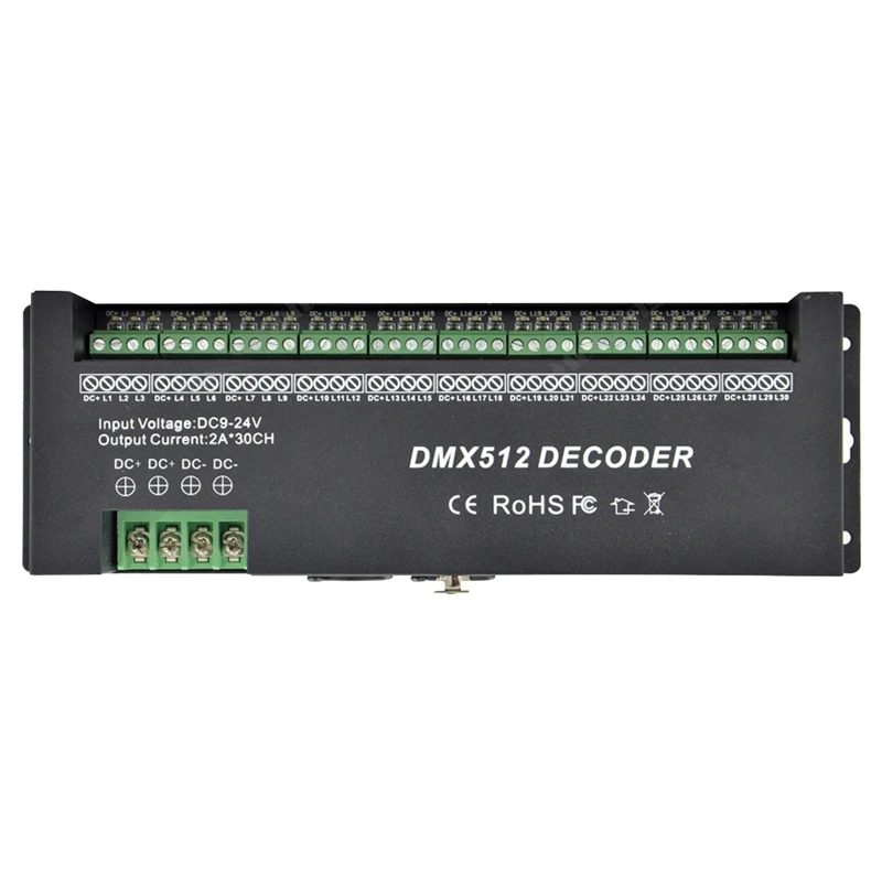 30CH RGB DMX 512 декодер светодиодный контроллер DMX512 30 каналов X 2A светильник DC9 24V 60A Dmx
