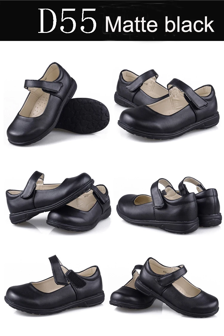 Обувь для девочек; чистый черный цвет; искусственная кожа; детская обувь для выступлений для девочек; обувь для учащихся начальной школы; 26-41D55 TX03