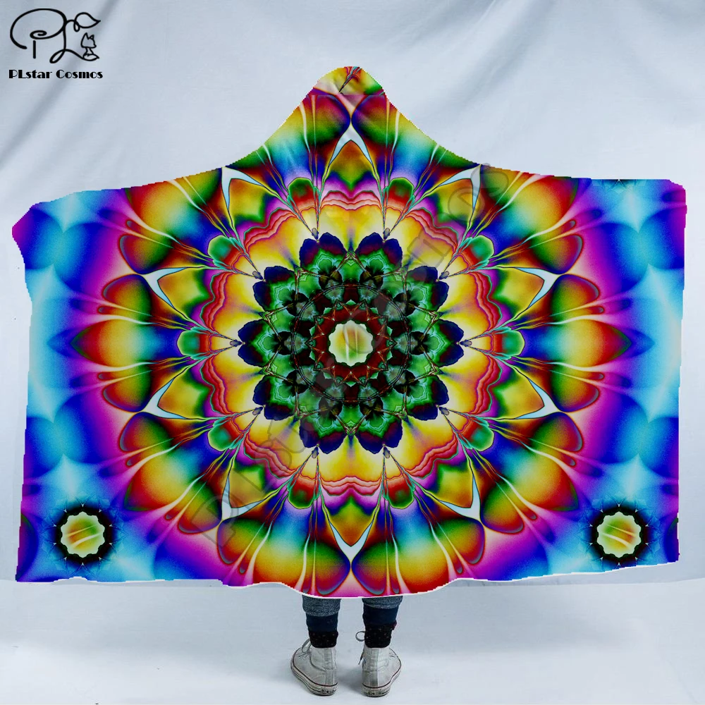 

Cool Psychedelic Graffiti Character Hooded Blanket Adult colorful child Sherpa Fleece Wearable Blanket Microfiber Bedding c-008