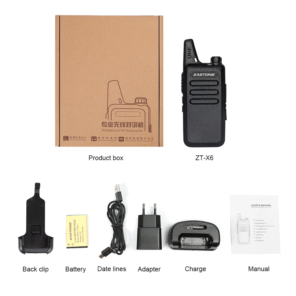 Zastone X6 Mini Walkie Talkie 400-470 UHF Walkie