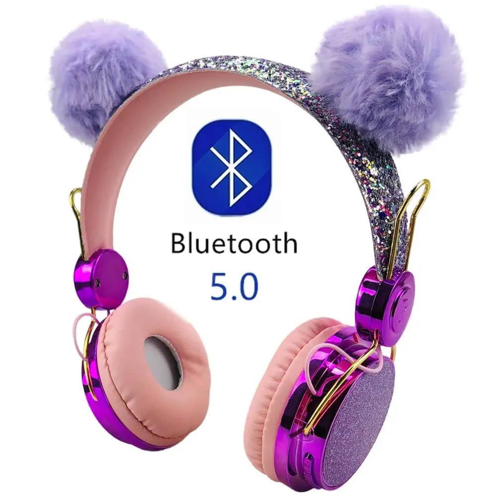 Bluetooth Cute Kids Wireless Headphone with Microphone 3 5mm Music Stereo Earphone for Computer Mobile Phone Headphones