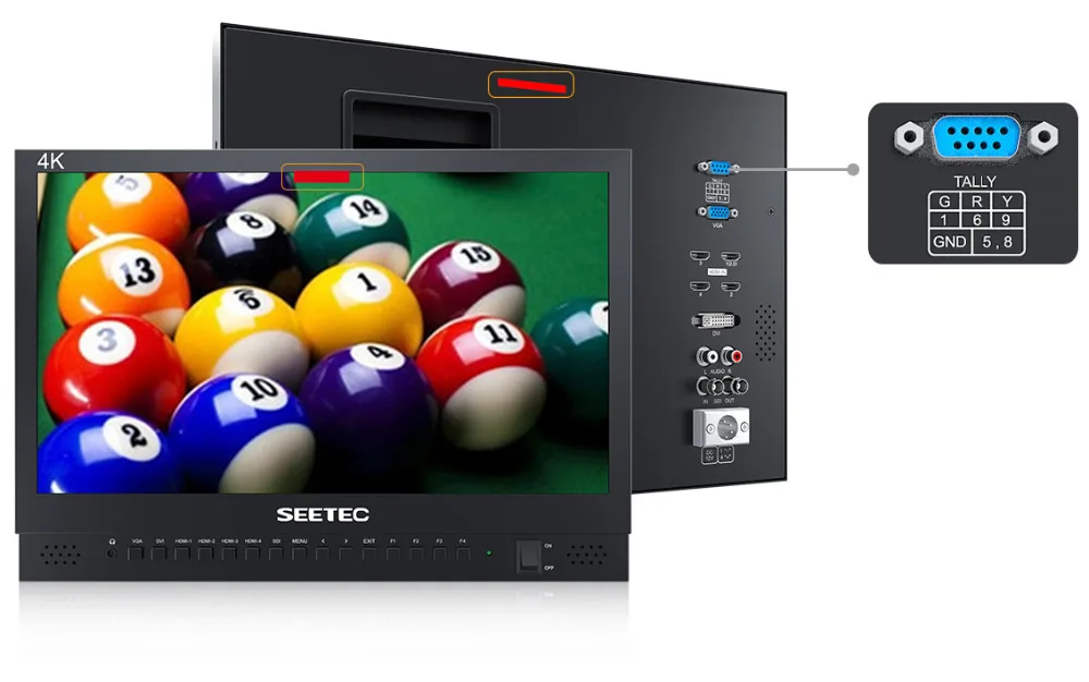 4K156-9HSD-384 15.6 Inch IPS UHD 3840x2160 4K Broadcast Monitor with 3G-SDI HDMI