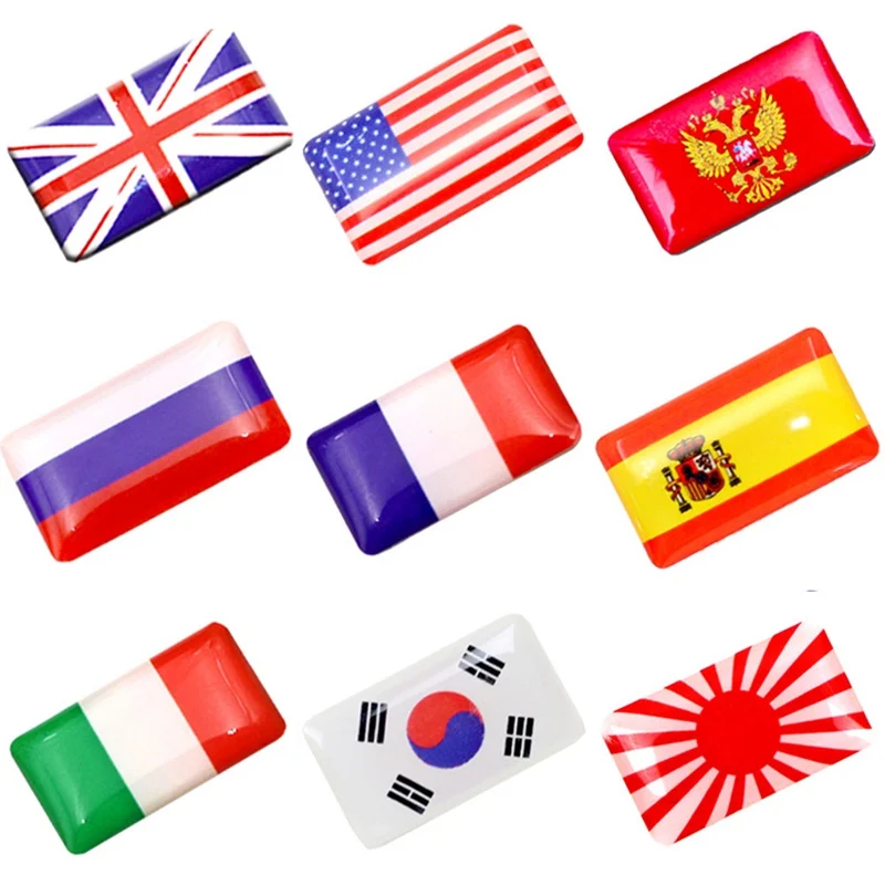 

Steering Wheel 3D Shield Flag Sticker National Flags Emblem Auto Decal Decorating Car Accessories