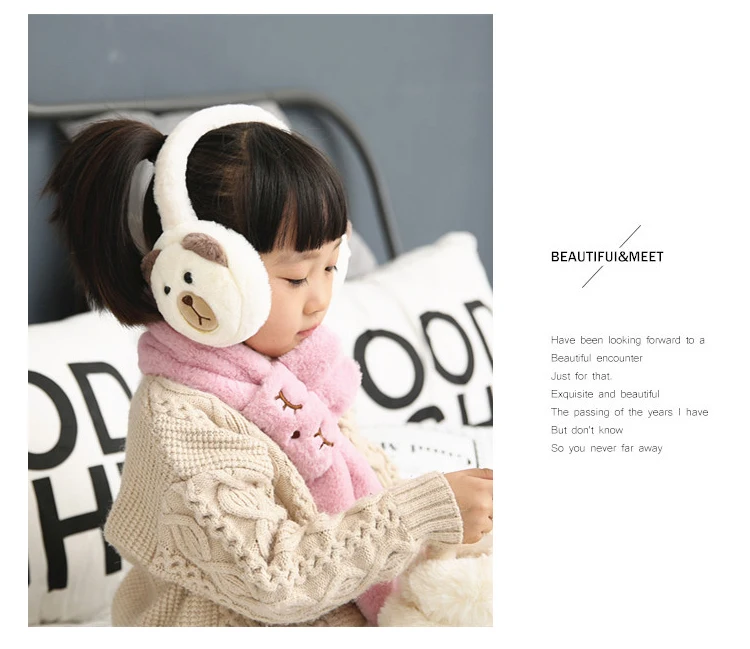 Foldable New Winter Warm Lovely Cartoon Bear Plush Children Earmuffs Ear Thick Boys Girls Ear Muffs AD0707