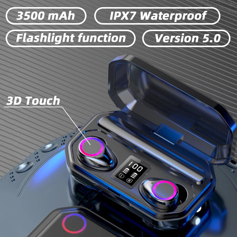 TWS Bluetooth 5 0 беспроводные наушники 3500 мАч зарядный чехол HiFi стерео IPX7