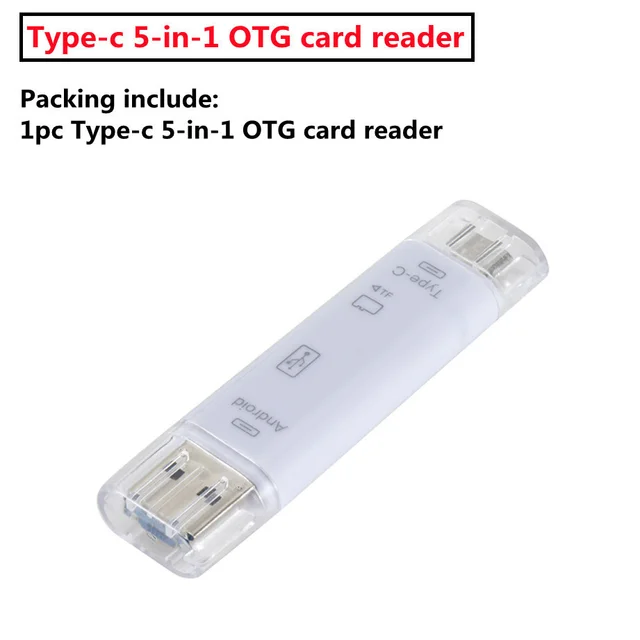 Type C & Micro Usb 5 In 1 Otg Card Reader Flash Drive High-speed 
