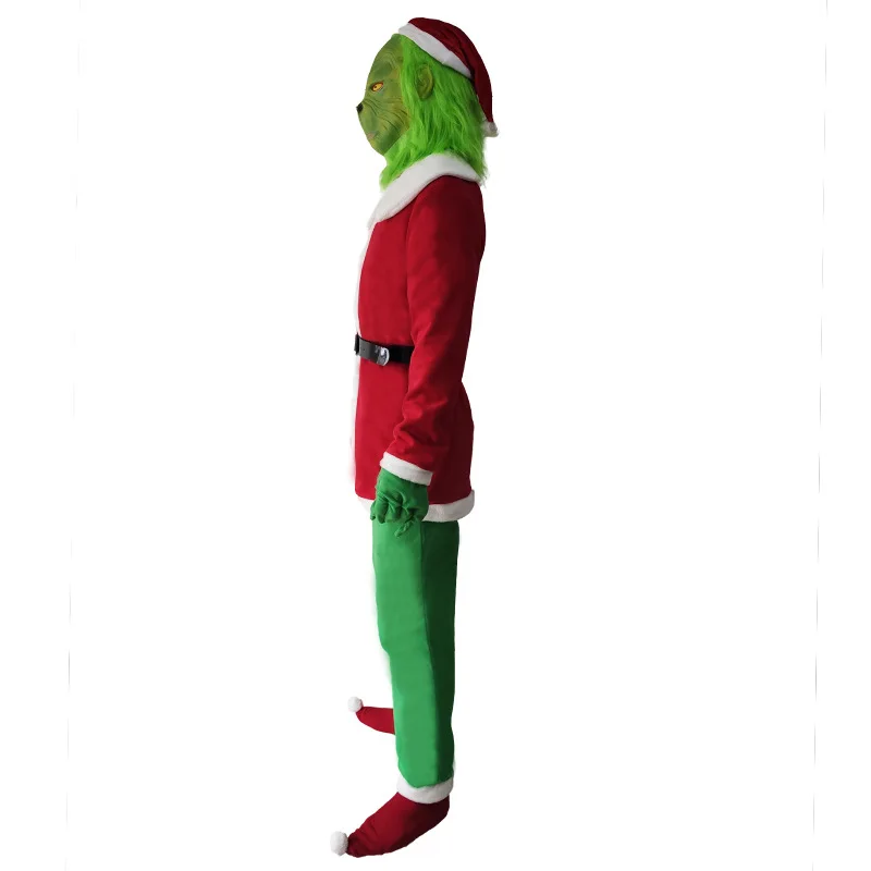 Рождественский Шуточный Костюм Grinch X-mas для взрослых, Рождественский костюм для косплея, страшный костюм Санта-Клауса На Хэллоуин, флисовый бархатный костюм для мужчин и женщин