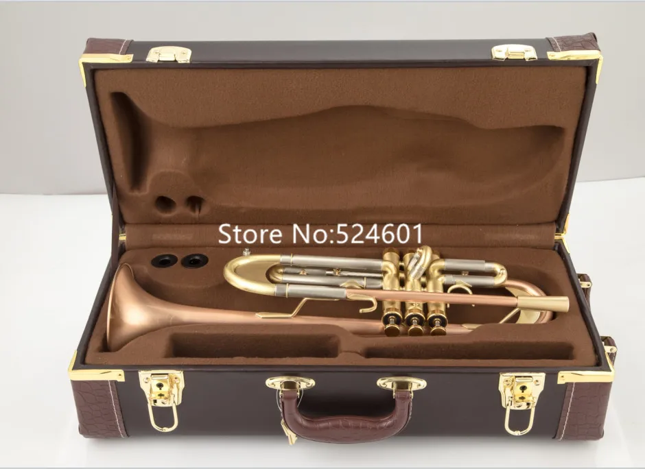 MARGEWATE Bb Trumpet Rose Gold Brass Horn professional Musical Instrument With Accesorios Trumpet
