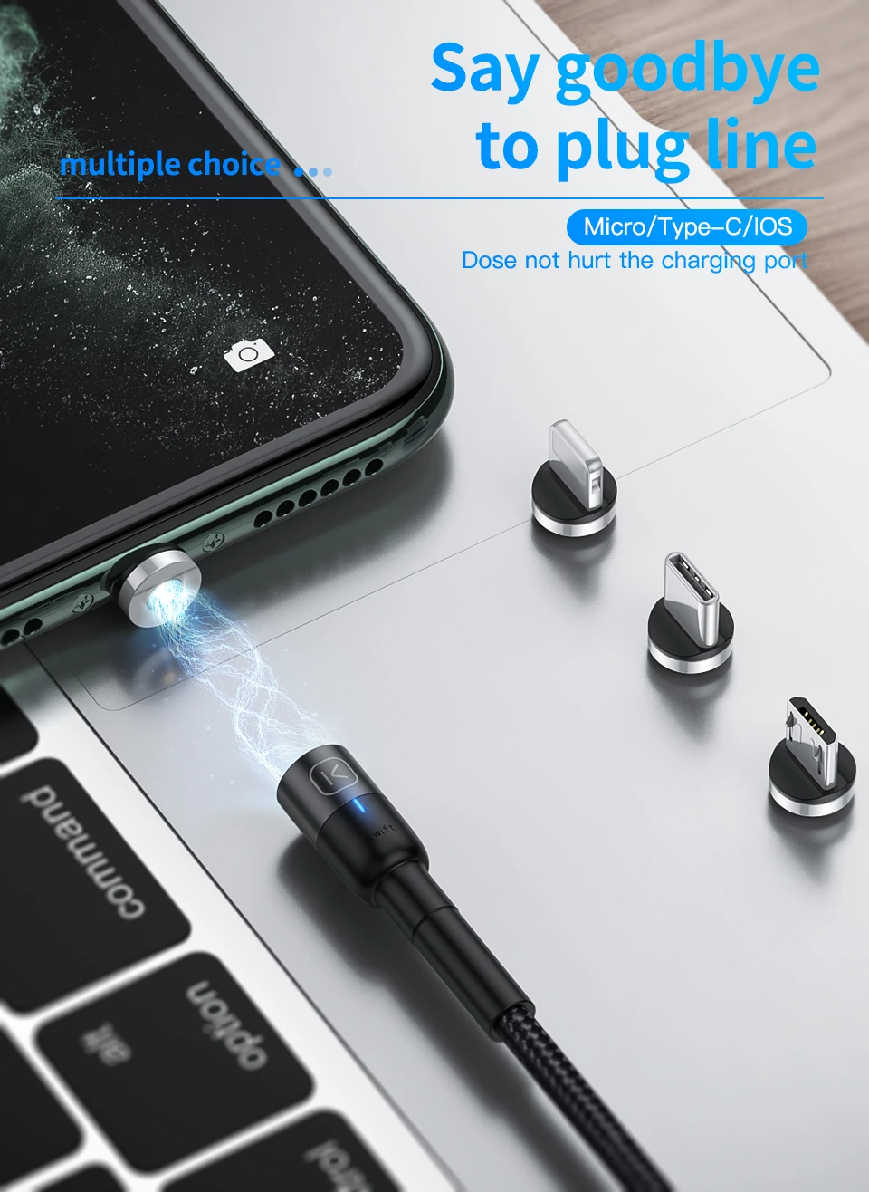 KUULAA Магнитный Micro usb type C кабель для iPhone Xiaomi Android мобильный телефон Быстрая зарядка USB кабель магнит зарядное устройство провод шнур