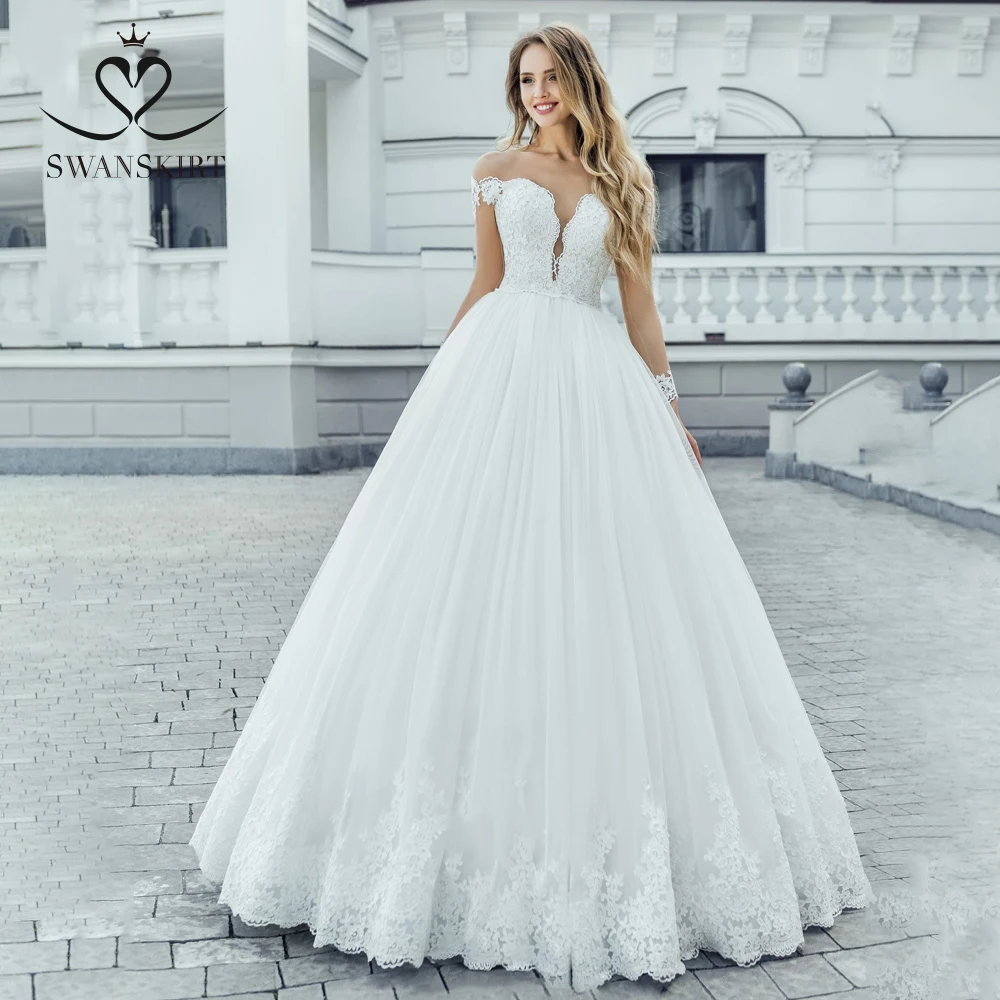 Swanskirt Милое Свадебное платье винтажное бальное платье с аппликацией и длинным рукавом свадебное платье Vestido De Noiva UZ02