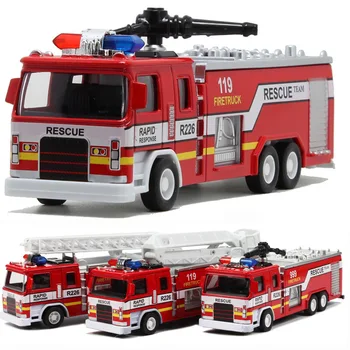 

New Alloy Car Fire Truck Fire Fighting Toy Model Light Music Pull Back Children Toy Car 1:32 Diecast Hot Vehicles Speed Wheels