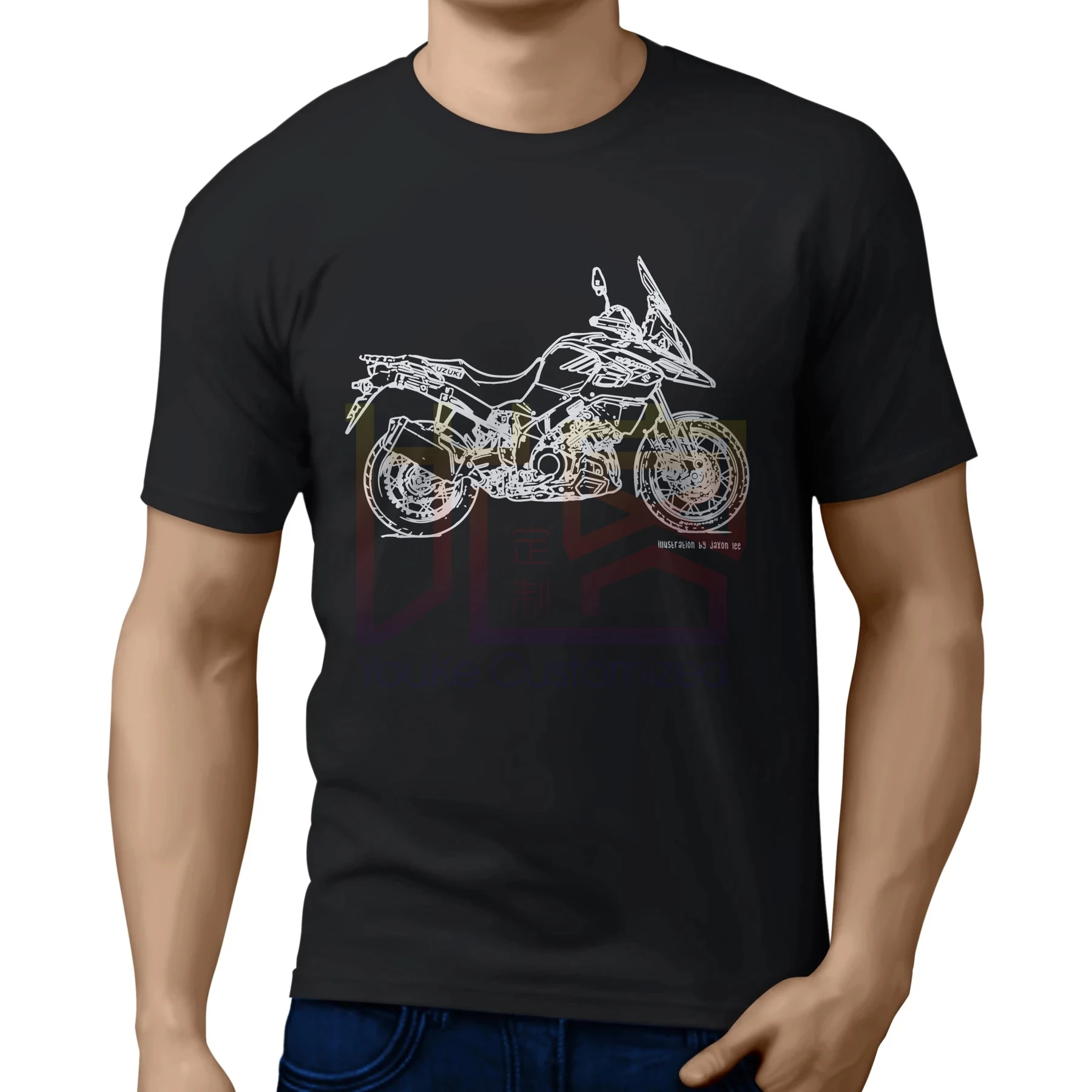 V Strom 1000xt мотоцикл Сузуки арт футболка одежда модная Crewneck 100% хлопок футболки