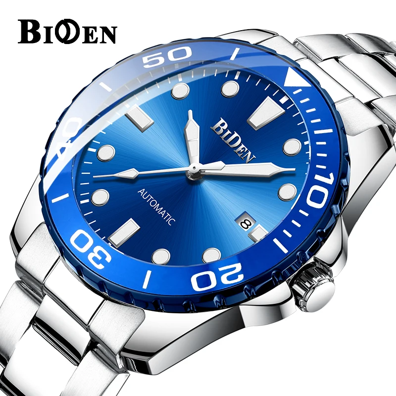 

High Quality BIDEN Mens Watches Mechanical Watch Stainless Steel Watch Waterproof Wrist Watch For Men Relogio Masculino