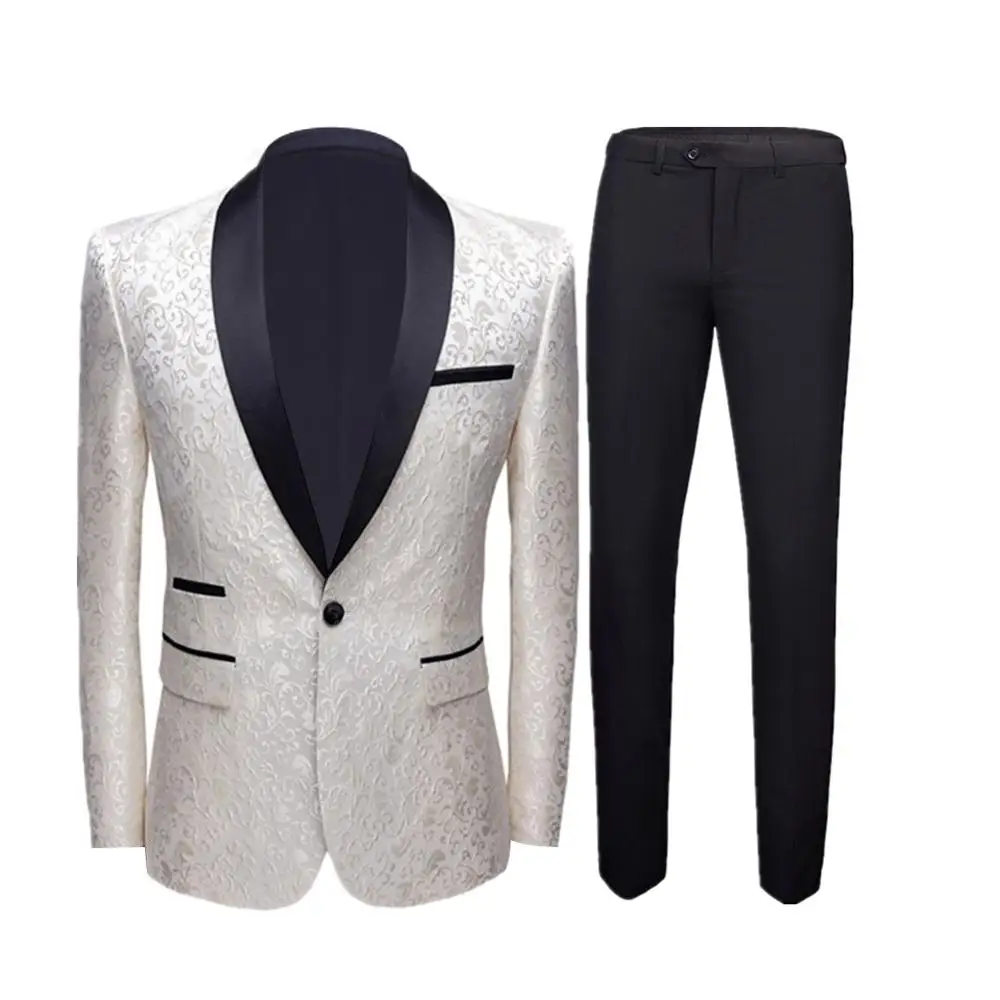 

2020 2pcs White Men Suit Tailored Men Coat+Pant Casual Men Slim Fit Suit Tuxedo Groom Blazer Wedding Suit