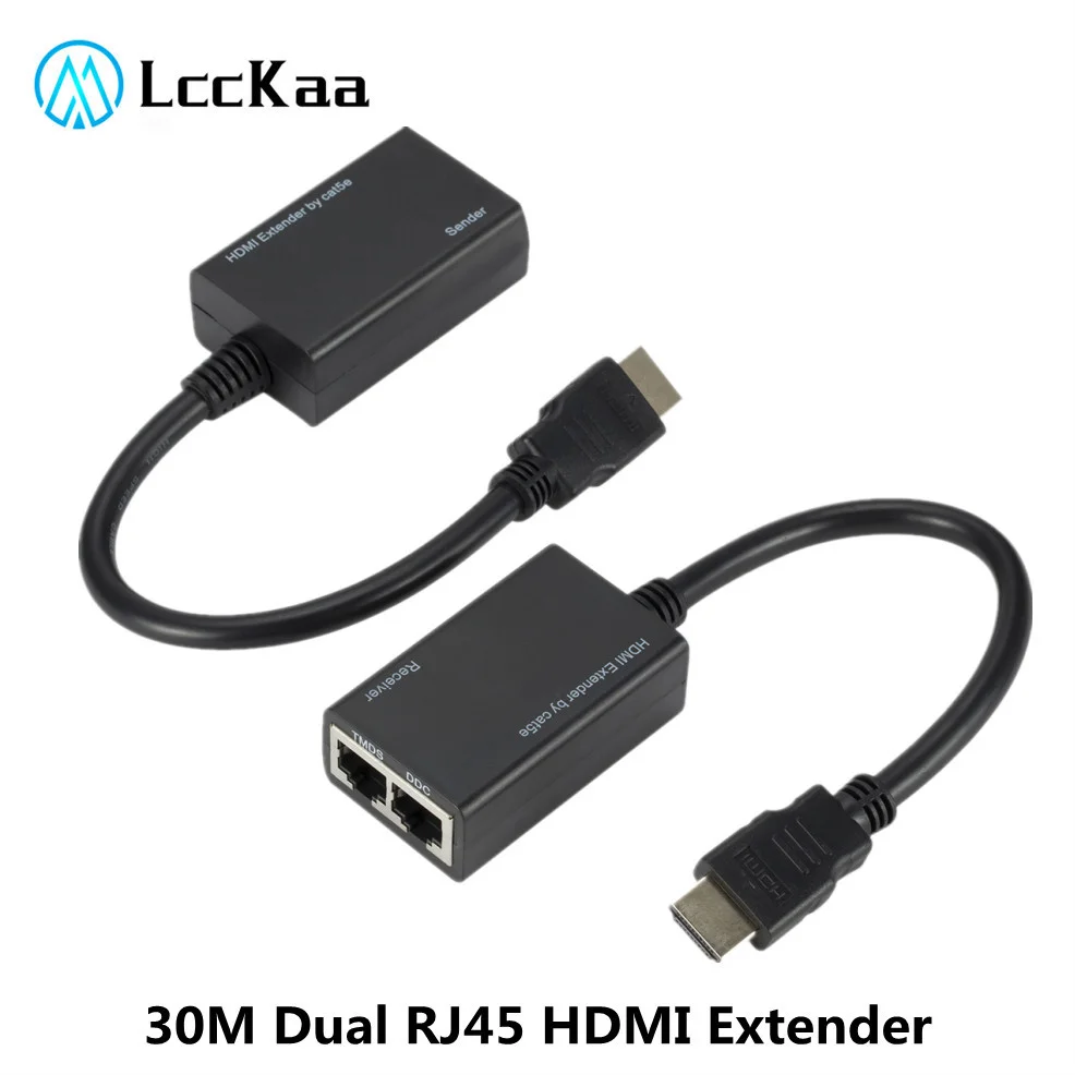 LccKaa 1080P HDMI-compatible Over RJ45 CAT5e CAT6 UTP LAN Ethernet Extender Repeate Up to At Least 100ft (30M) | Электроника