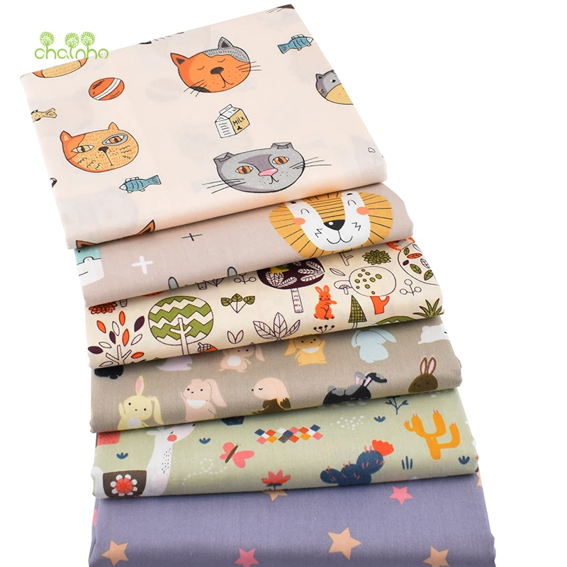 

Chainho,Happy Animal Cartoon Series,Print Twill Cotton Fabric,Patchwork Clothes For DIY Quilting Sewing Baby&Children's Material