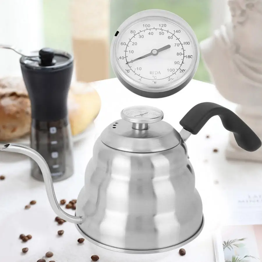 

1.2L/1L Stainless Steel Teapot Narrow Mouth Coffee Pot Gooseneck Pour Coffee Drip Kettle Tea Filter Pot with Thermometer