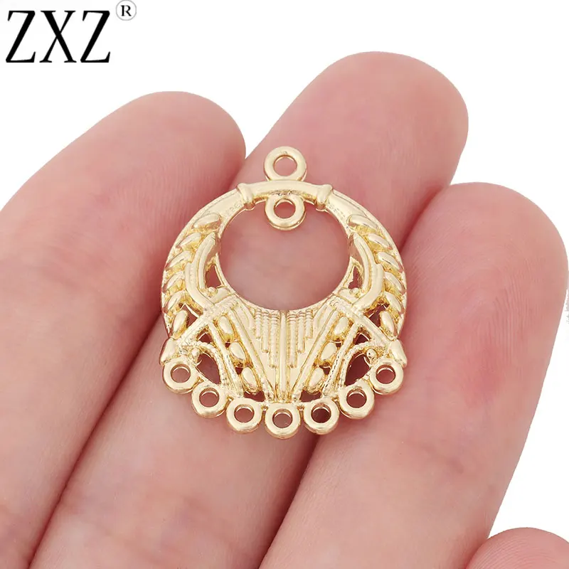 

ZXZ 10pcs Gold Colour Earring Chandelier Connectors Charms Pendants Multi Strand Connector Earrings Jewelry Making Accessories
