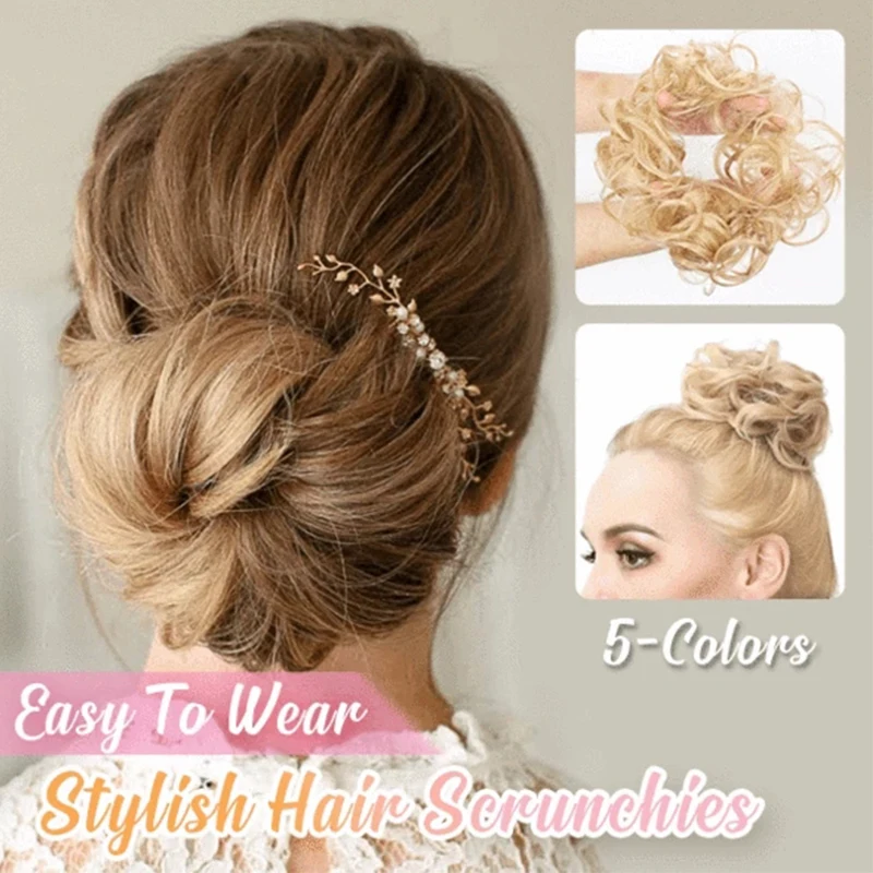 Stylish Hair Scrunchies Synthetic Hair Chignons Extensions Hair