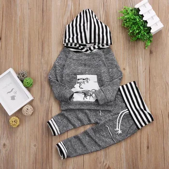 

Dinosaur Print Long Sleeve Hoodie and Pants 2pcs Set For Baby Boys Autumn Spring Clothes