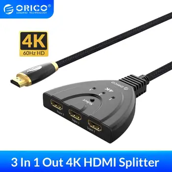 

ORICO 3 Ports HDMI Splitter Adapter Cable 4K60Hz 30Hz HDMI2.0 1.4 Switch 3 In 1 Out Port HDMI Cable for Laptop Xbox TV PS3 PS4