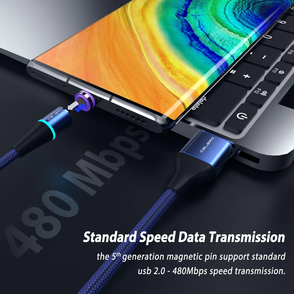 5А Магнитный кабель супер быстрая зарядка кабель для передачи данных usb type C светодиодный светильник кабель для samsung Xiaomi huawei Android телефон 1 м магнит