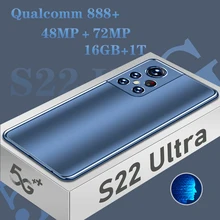 GIobal Version S22 Ultra 5G Qualcomm 888 Samsung 16GB 1T 48MP + 72MP Smartphone 6800mAh Face ID Android12 Téléphone Portable 4G Téléphone Portable